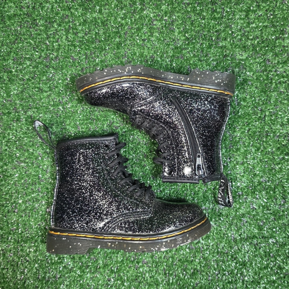 Dr Martens 1460 Toddler Boots In Black Glitter - Size 8